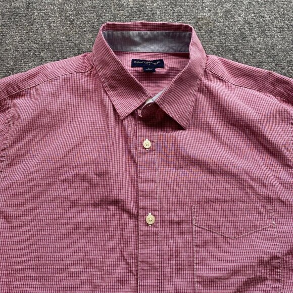 Banana Republic Shirt Mens Large Red Dress Plaid Button Up Preppy Causal Hipster - Picture 2 of 11